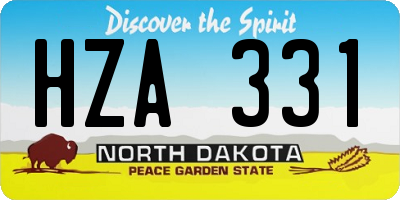 ND license plate HZA331