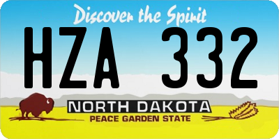 ND license plate HZA332