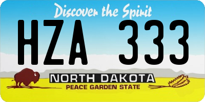 ND license plate HZA333