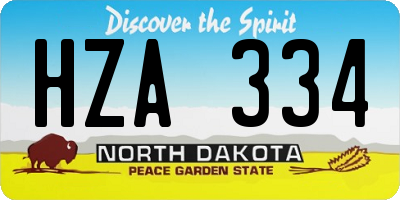ND license plate HZA334