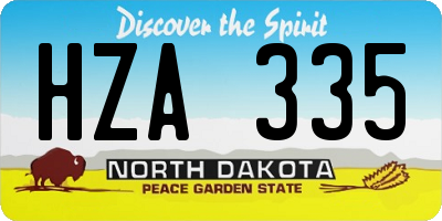 ND license plate HZA335