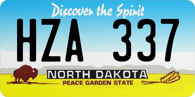 ND license plate HZA337