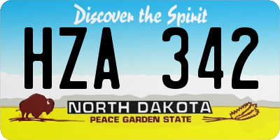 ND license plate HZA342