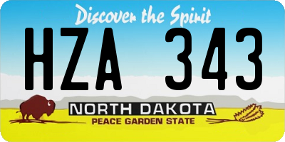 ND license plate HZA343
