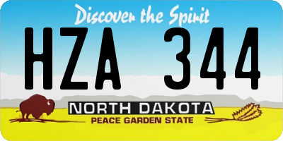 ND license plate HZA344