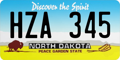 ND license plate HZA345