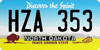 ND license plate HZA353