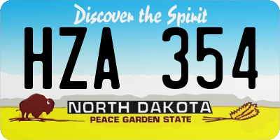 ND license plate HZA354