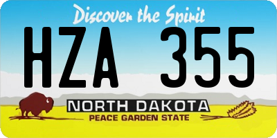 ND license plate HZA355