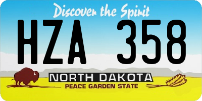 ND license plate HZA358
