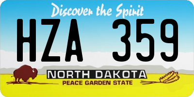 ND license plate HZA359