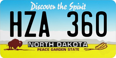 ND license plate HZA360