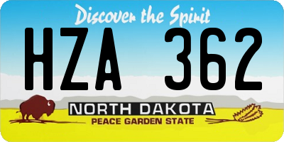 ND license plate HZA362