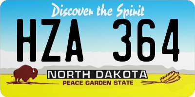 ND license plate HZA364