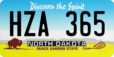 ND license plate HZA365