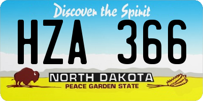 ND license plate HZA366