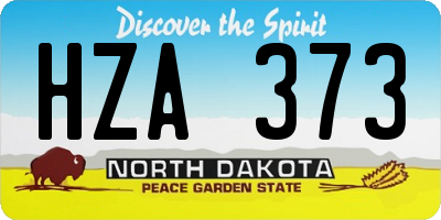 ND license plate HZA373