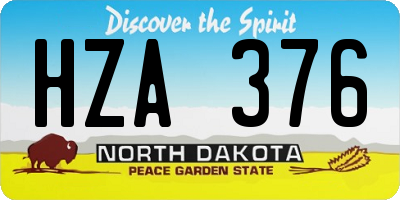 ND license plate HZA376