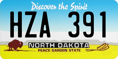 ND license plate HZA391