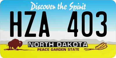 ND license plate HZA403