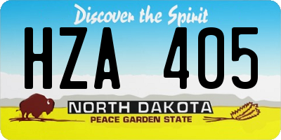 ND license plate HZA405