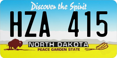 ND license plate HZA415