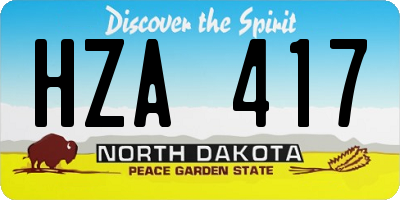 ND license plate HZA417