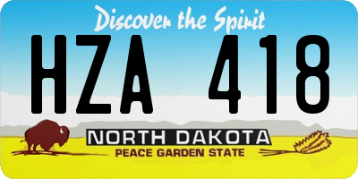 ND license plate HZA418