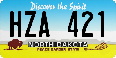 ND license plate HZA421
