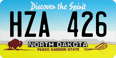 ND license plate HZA426