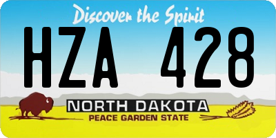 ND license plate HZA428