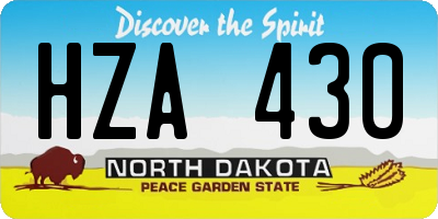 ND license plate HZA430