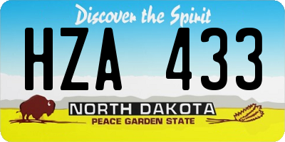 ND license plate HZA433