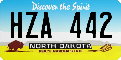 ND license plate HZA442