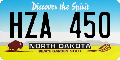 ND license plate HZA450