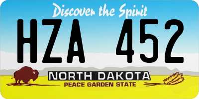 ND license plate HZA452