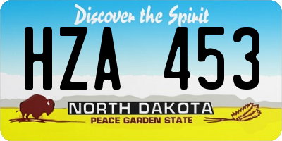 ND license plate HZA453