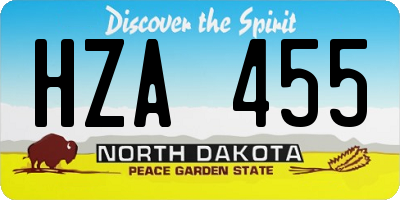 ND license plate HZA455