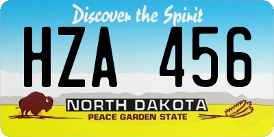 ND license plate HZA456