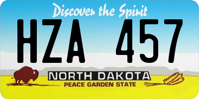 ND license plate HZA457