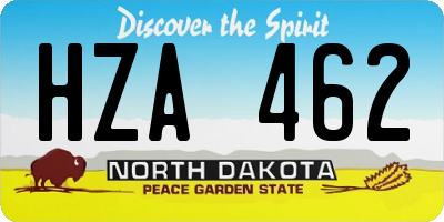ND license plate HZA462