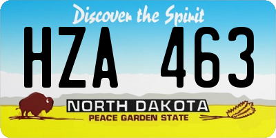 ND license plate HZA463