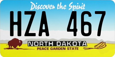 ND license plate HZA467