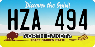 ND license plate HZA494