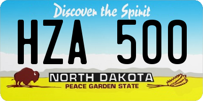 ND license plate HZA500
