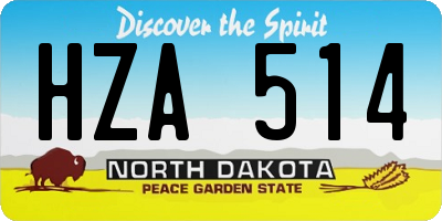 ND license plate HZA514
