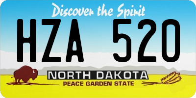 ND license plate HZA520
