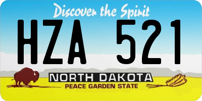 ND license plate HZA521