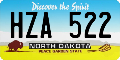 ND license plate HZA522