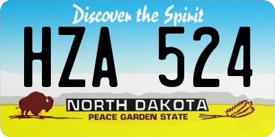 ND license plate HZA524